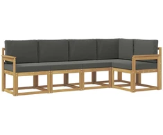 Lauko sofos komplektas su pagalve 5 pcs Balta ir antracito