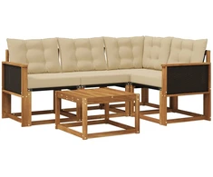 Lauko sofos komplektas su pagalve 5 pcs Natūralus ir bežinis