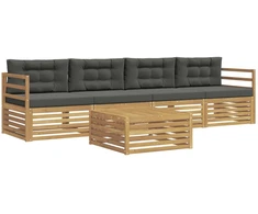 Lauko sofos komplektas su pagalve 5 pcs Balta ir antracito