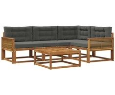 Lauko sofos komplektas su pagalve 5 pcs Natūralus ir antracitas