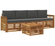 Lauko sofos komplektas su pagalve 5 pcs Natūralus ir antracitas