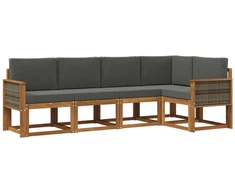 Lauko sofos komplektas su pagalve 5 pcs Natūralus ir antracitas