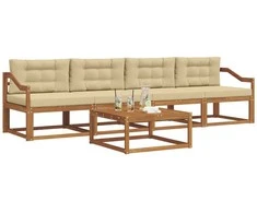 Lauko sofos komplektas su pagalve 5 pcs Natūralus ir bežinis
