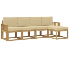 Lauko sofos komplektas su pagalve 5 pcs Balta ir kreminė