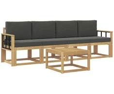Lauko sofos komplektas su pagalve 5 pcs Balta ir antracito
