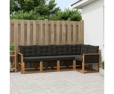 Lauko sofos komplektas 5 vnt. Natūrali ir juoda
