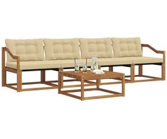 Lauko sofos komplektas su pagalve 5 pcs Natūralus ir bežinis