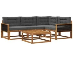 Lauko sofos komplektas su pagalve 5 pcs Natūralus ir antracitas