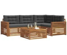 Lauko sofos komplektas su pagalve 5 pcs Natūralus ir antracitas