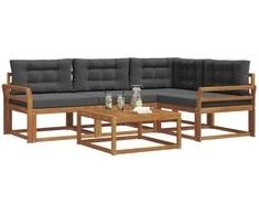 Lauko sofos komplektas su pagalve 5 pcs Natūralus ir antracitas