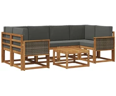 Lauko sofos komplektas su pagalve 5 pcs Natūralus ir antracitas