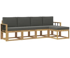 Lauko sofos komplektas su pagalve 5 pcs Balta ir antracito
