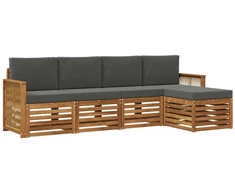 Lauko sofos komplektas su pagalve 5 pcs Natūralus ir antracitas