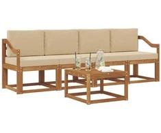 Lauko sofos komplektas su pagalve 5 pcs Natūralus ir bežinis
