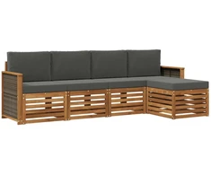 Lauko sofos komplektas su pagalve 5 pcs Natūralus ir antracitas