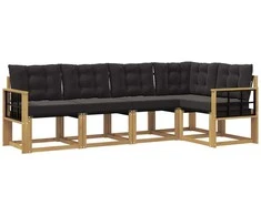 Lauko sofos komplektas su pagalve 5 pcs Balta ir juoda