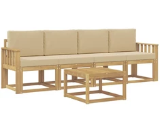 Lauko sofos komplektas su pagalve 5 pcs Balta ir kreminė