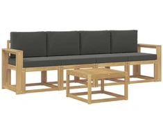 Lauko sofos komplektas su pagalve 5 pcs Balta ir antracito