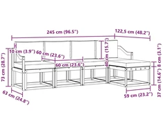 Lauko sofos komplektas 5 vnt. 5 vietos Balta ir antracito