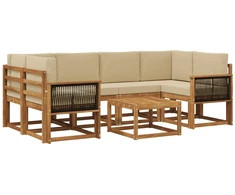 Lauko sofos komplektas su pagalve 5 pcs Natūrali