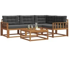 Lauko sofos komplektas su pagalve 5 pcs Natūralus ir antracitas