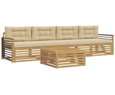 Lauko sofos komplektas su pagalve 5 pcs Balta ir kreminė