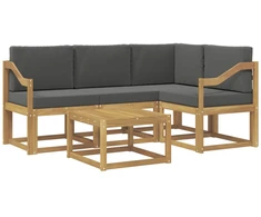 Lauko sofos komplektas su pagalve 5 pcs Balta ir antracito