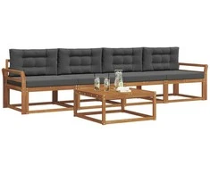 Lauko sofos komplektas su pagalve 5 pcs Natūralus ir antracitas
