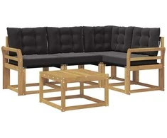 Lauko sofos komplektas su pagalve 5 pcs Balta ir juoda