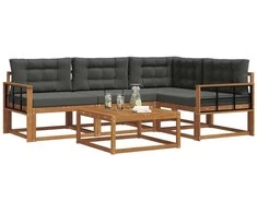Lauko sofos komplektas su pagalve 5 pcs Natūralus ir antracitas