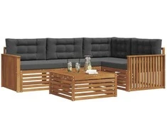 Lauko sofos komplektas su pagalve 5 pcs Natūralus ir antracitas