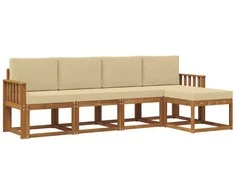 Lauko sofos komplektas su pagalve 5 pcs Natūralus ir bežinis