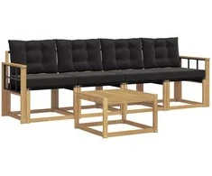 Lauko sofos komplektas su pagalve 5 pcs Balta ir juoda