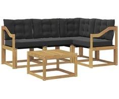 Lauko sofos komplektas su pagalve 5 pcs Balta ir juoda