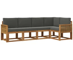 Lauko sofos komplektas su pagalve 5 pcs Natūralus ir antracitas