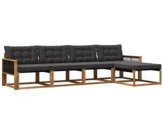 Lauko sofos komplektas su pagalve 5 pcs Natūrali ir juoda