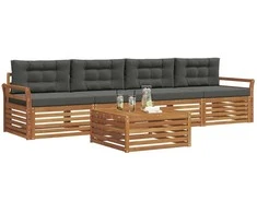 Lauko sofos komplektas su pagalve 5 pcs Natūralus ir antracitas