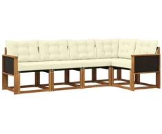 Lauko sofos komplektas su pagalve 5 pcs Natūralus ir grietinėlė