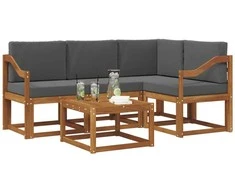 Lauko sofos komplektas su pagalve 5 pcs Natūralus ir antracitas