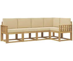 Lauko sofos komplektas su pagalve 5 pcs Balta ir kreminė