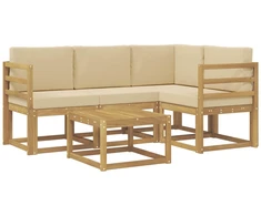 Lauko sofos komplektas su pagalve 5 pcs Balta ir kreminė