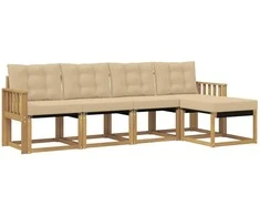 Lauko sofos komplektas su pagalve 5 pcs Balta ir kreminė