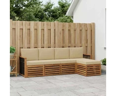 Lauko sofos komplektas su pagalve 5 pcs Natūralus ir bežinis