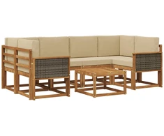 Lauko sofos komplektas su pagalve 5 pcs Natūrali
