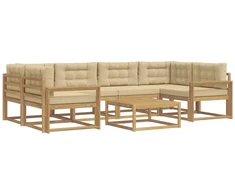 Lauko sofos komplektas su pagalve 5 pcs Balta ir kreminė