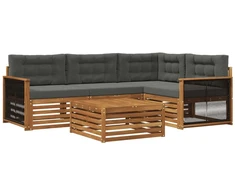 Lauko sofos komplektas su pagalve 5 pcs Natūralus ir antracitas