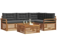 Lauko sofos komplektas su pagalve 5 pcs Natūralus ir antracitas