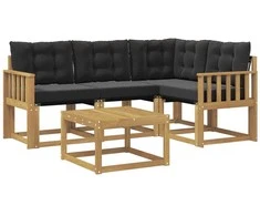 Lauko sofos komplektas su pagalve 5 pcs Balta ir juoda