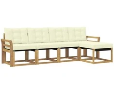 Lauko sofos komplektas su pagalve 5 pcs Balta ir kreminė