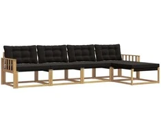 Lauko sofos komplektas su pagalve 5 pcs Balta ir juoda